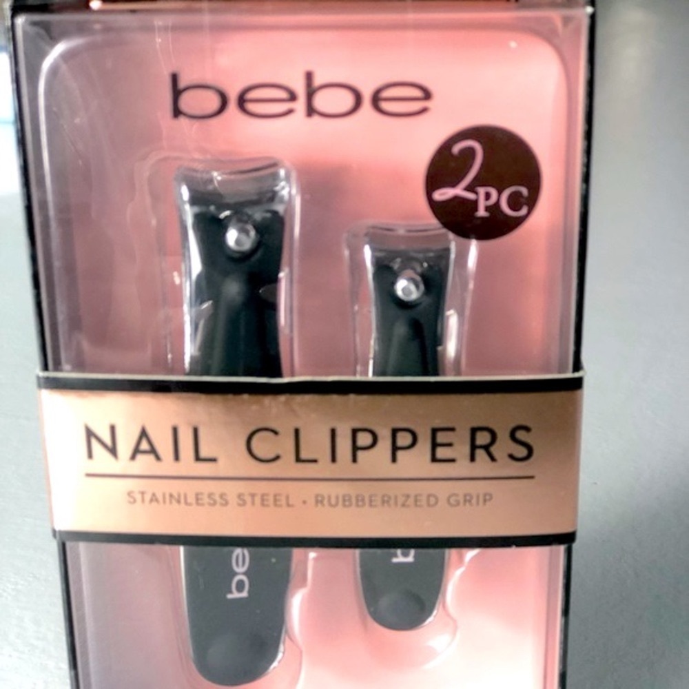 2/$20 Bebe 2-Piece Nail Clippers – Stainless Steel with Rubberized Grip